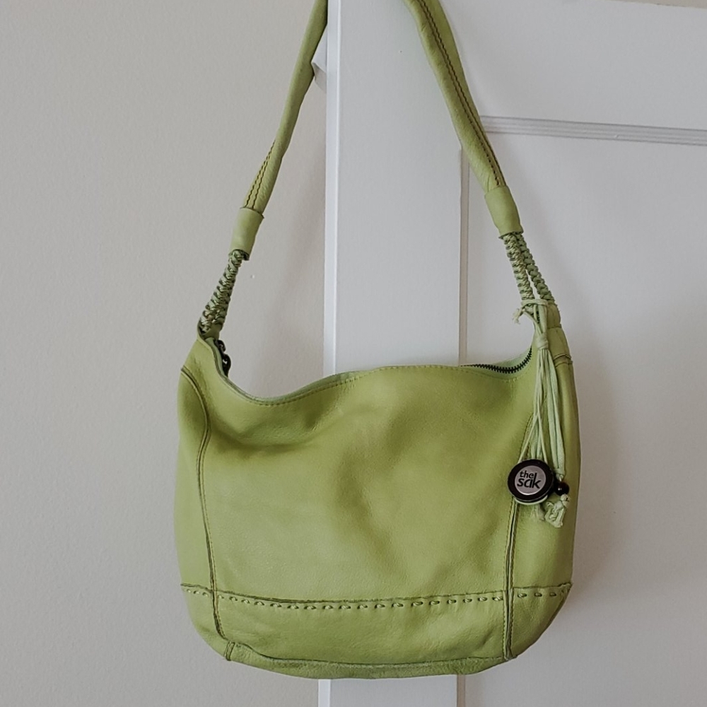 The SAK Lime Green medium hobo bag stitch purse